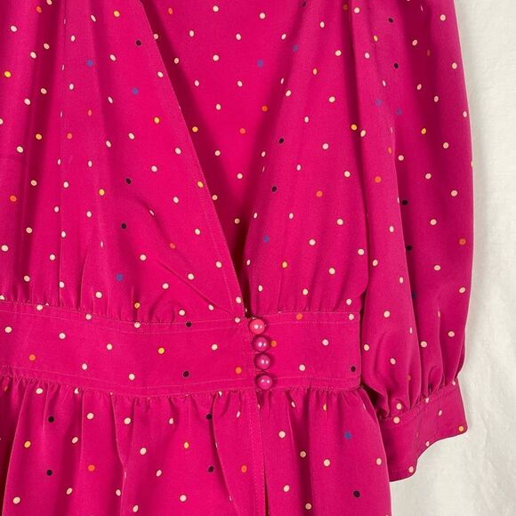Albert Nipon Pink Vintage 80’s Polka Dot Midi Dress - Women’s 12 - Picture 4 of 7
